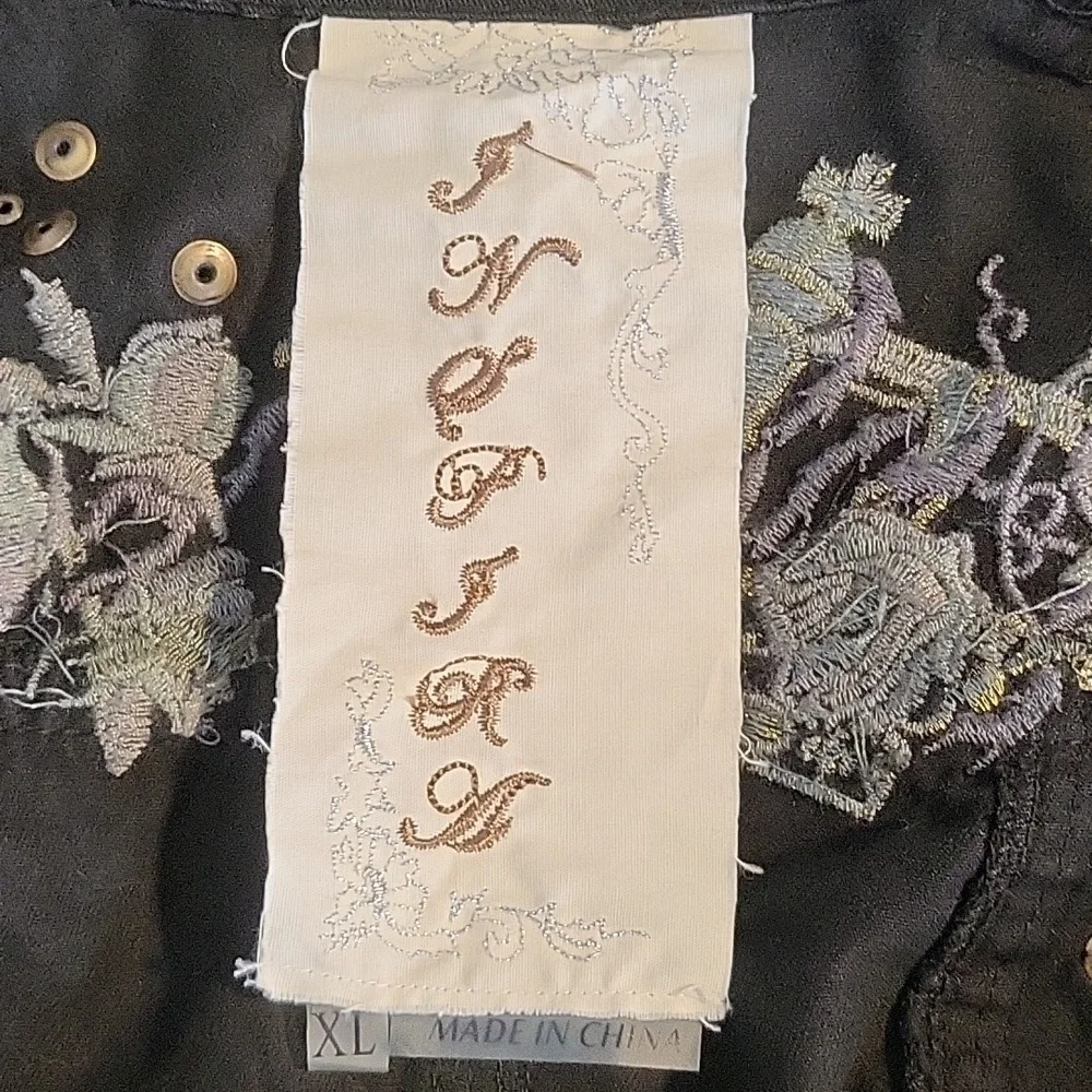 Inspira Embroidered Cotton Metal Accent 3/4 Sleeve Vintage Jacket Size XL - Picture 10 of 16